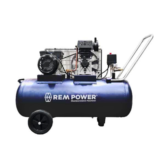 Компресор REM Power с електродвигател с ремъчна предавка 8 bar, 2.95 к.с., 349 л/мин, 100 л, E 349/8/100