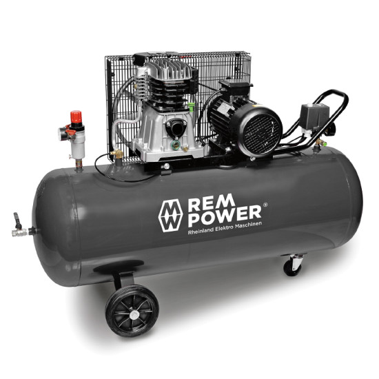 Компресор REM Power с електродвигател с ремъчна предавка 200 л, 305 л/мин, 3 к.с., 10 bar, E 401/10/200