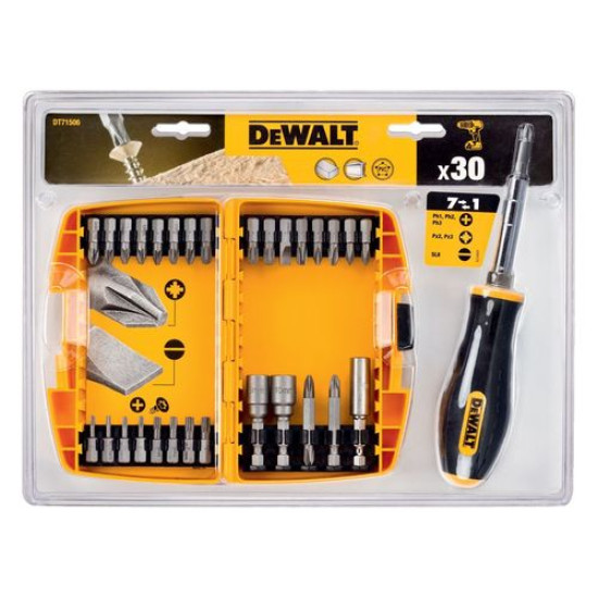 Комплект накрайници и битове с дръжка DeWALT DT71506 30 части